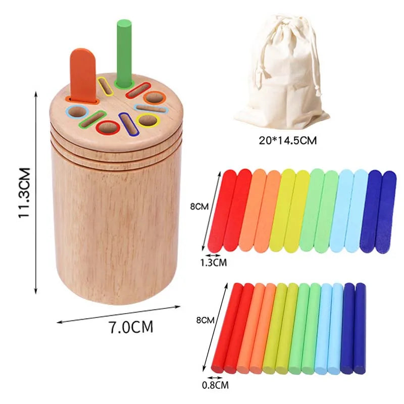 Wooden Montessori Color Matching Sorting Stick Balance Toy