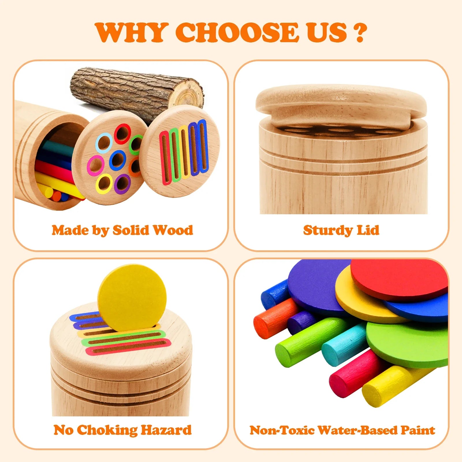 Wooden Montessori Color Matching Sorting Stick Balance Toy